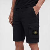 Stone Island Brushed Organic Cotton “Old” Effect Cargo Shorts Black - Boinclo - Outlet Sale Under Retail