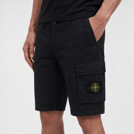 Stone Island Brushed Organic Cotton “Old” Effect Cargo Shorts Black - Boinclo - Outlet Sale Under Retail