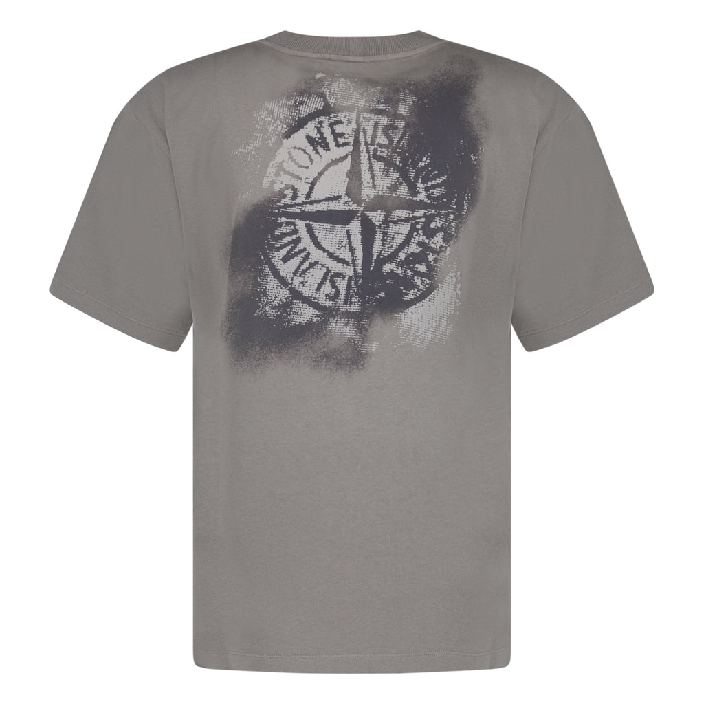 Stone Island 'Camo One' Compass Print Black T-Shirt Dove Grey - Boinclo ltd - Outlet Sale Under Retail