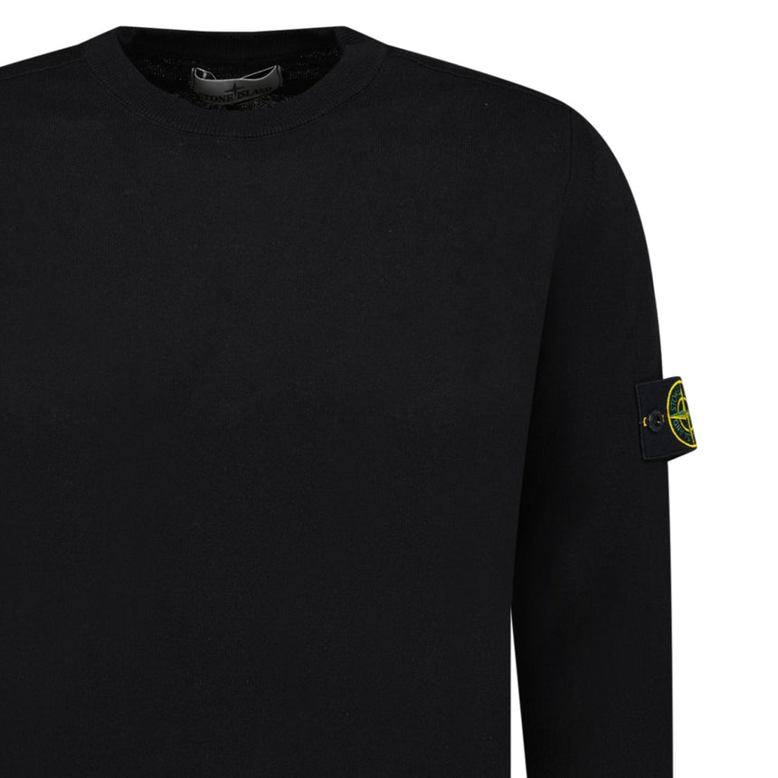 Stone Island Compass Badge Light Raw Hand Organic Cotton Jumper in Black - Boinclo - Outlet Sale Under Retail