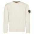Stone Island Compass Badge Light Raw Hand Organic Cotton Jumper in Ivory - Boinclo - Outlet Sale Under Retail