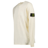 Stone Island Compass Badge Light Raw Hand Organic Cotton Jumper in Ivory - Boinclo - Outlet Sale Under Retail