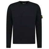 Stone Island Compass Badge Light Raw Hand Organic Cotton Jumper in Navy - Boinclo - Outlet Sale Under Retail