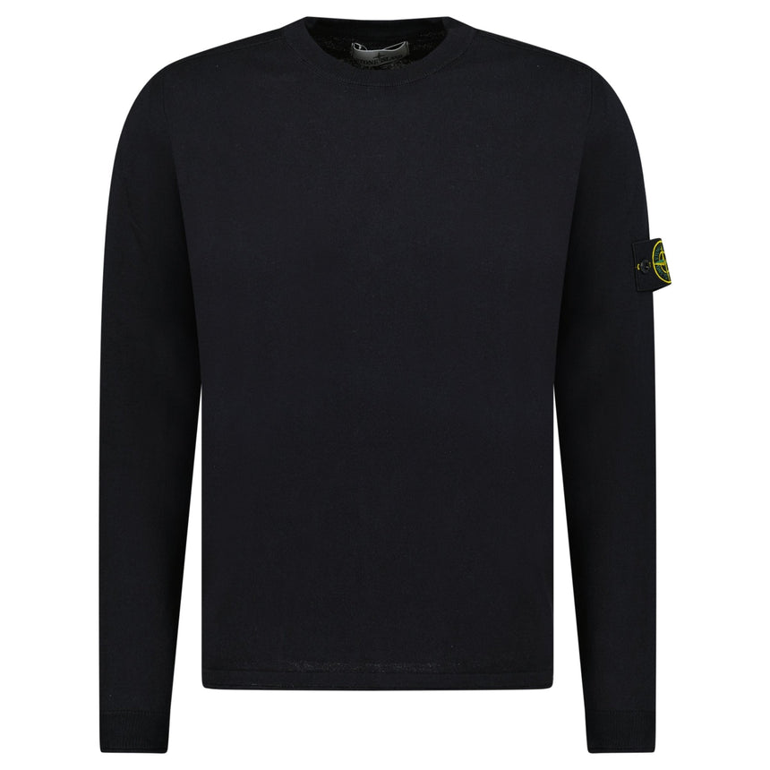 Stone Island Compass Badge Light Raw Hand Organic Cotton Jumper in Navy - Boinclo - Outlet Sale Under Retail
