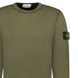 Stone Island Compass Badge Organic Cotton Crewneck Sweatshirt Military Green - Boinclo - Outlet Sale Under Retail