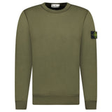 Stone Island Compass Badge Organic Cotton Crewneck Sweatshirt Military Green - Boinclo - Outlet Sale Under Retail