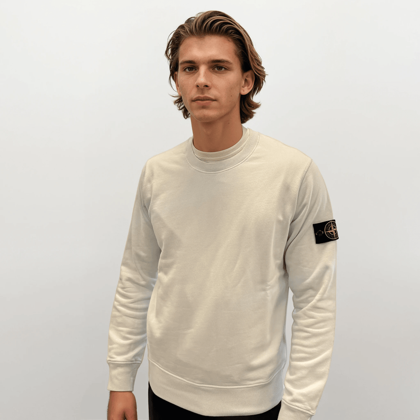 Stone Island Compass Badge Organic Cotton Crewneck Sweatshirt Sky