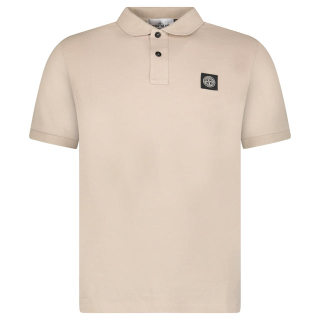 Stone Island Compass Badge Polo T-Shirt Slim Fit in Desert Beige - Boinclo - Outlet Sale Under Retail