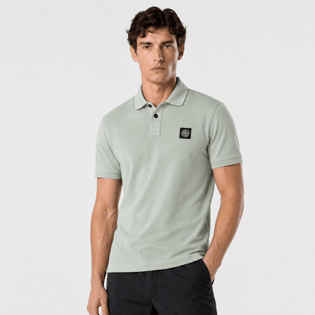Stone Island Compass Badge Polo T-Shirt Slim Fit Sage - Boinclo - Outlet Sale Under Retail