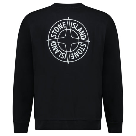 Stone Island Compass Print Cotton Fleece Crewneck Sweatshirt in Black - Boinclo - Outlet Sale Under Retail