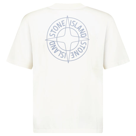 Stone Island Compass - Print Crewneck T-Shirt in Ivory - Boinclo - Outlet Sale Under Retail