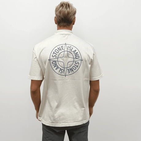 Stone Island Compass - Print Crewneck T-Shirt in Ivory - Boinclo - Outlet Sale Under Retail