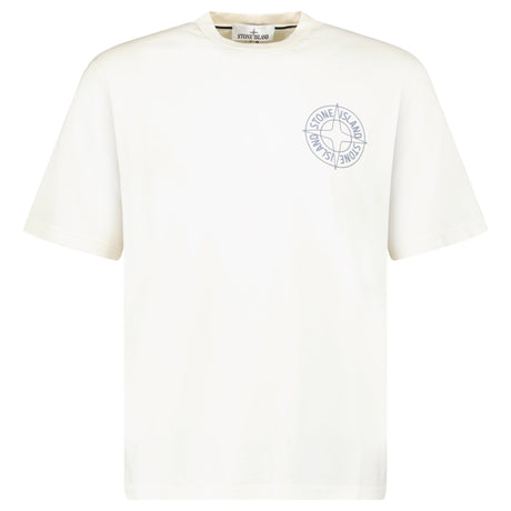 Stone Island Compass - Print Crewneck T-Shirt in Ivory - Boinclo - Outlet Sale Under Retail