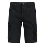 Stone Island Brushed Organic Cotton “Old” Effect Cargo Shorts Black