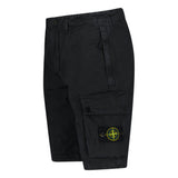 Stone Island Brushed Organic Cotton “Old” Effect Cargo Shorts Black