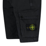 Stone Island Brushed Organic Cotton “Old” Effect Cargo Shorts Black
