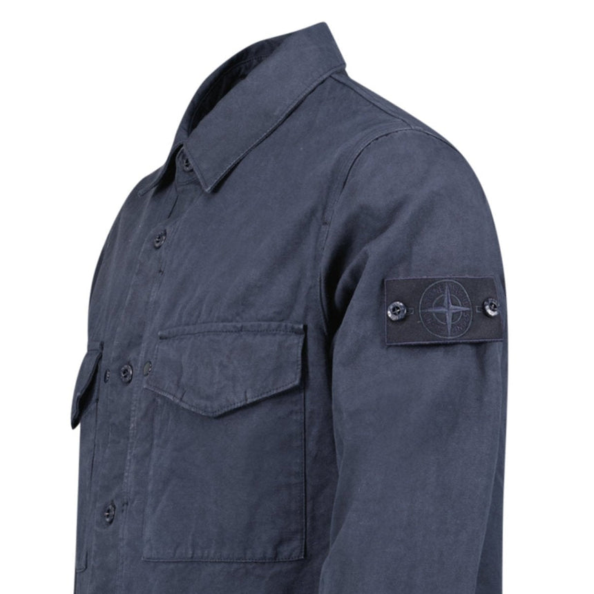 Stone Island Cotton Linen Canvas S.I. Ghost Overshirt in Navy - Boinclo - Outlet Sale Under Retail