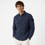 Stone Island Cotton Linen Canvas S.I. Ghost Overshirt in Navy - Boinclo - Outlet Sale Under Retail