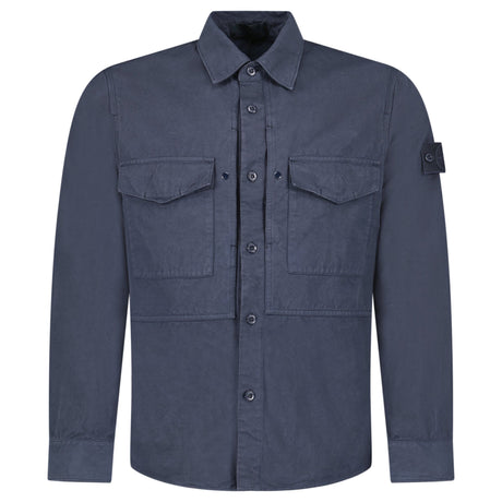 Stone Island Cotton Linen Canvas S.I. Ghost Overshirt in Navy - Boinclo - Outlet Sale Under Retail