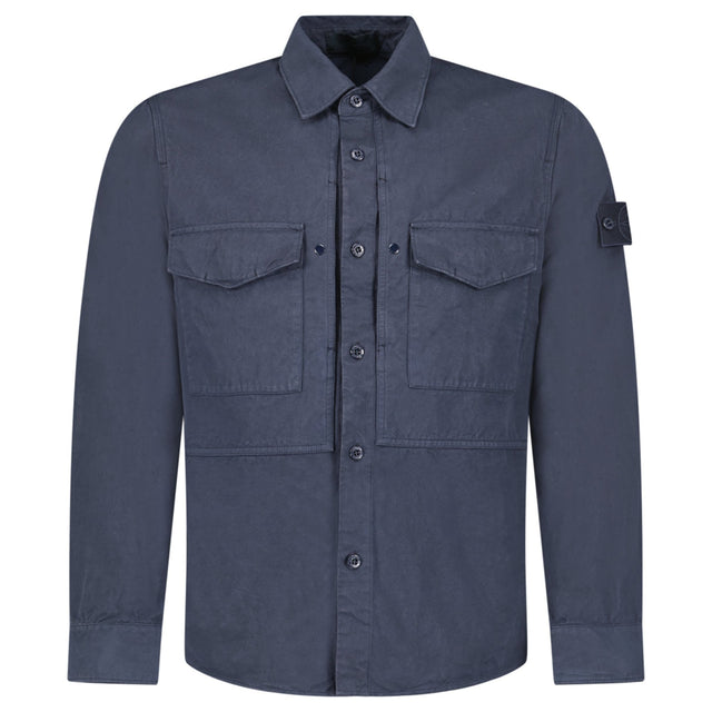 Stone Island Cotton Linen Canvas S.I. Ghost Overshirt in Navy - Boinclo - Outlet Sale Under Retail