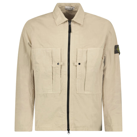 Stone Island Cotton Ripstop Zip Overshirt in Desert Beige - Boinclo - Outlet Sale Under Retail