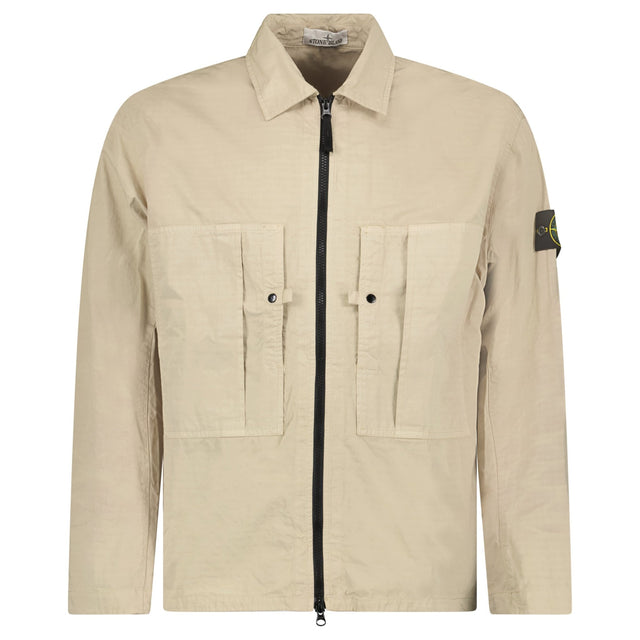 Stone Island Cotton Ripstop Zip Overshirt in Desert Beige - Boinclo - Outlet Sale Under Retail