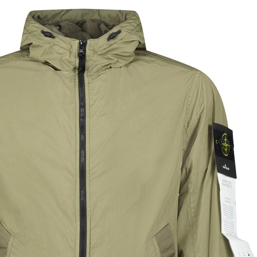 Stone Island Crinkle Reps NY Hooded Jacket in Military Green - Boinclo - Outlet Sale Under Retail