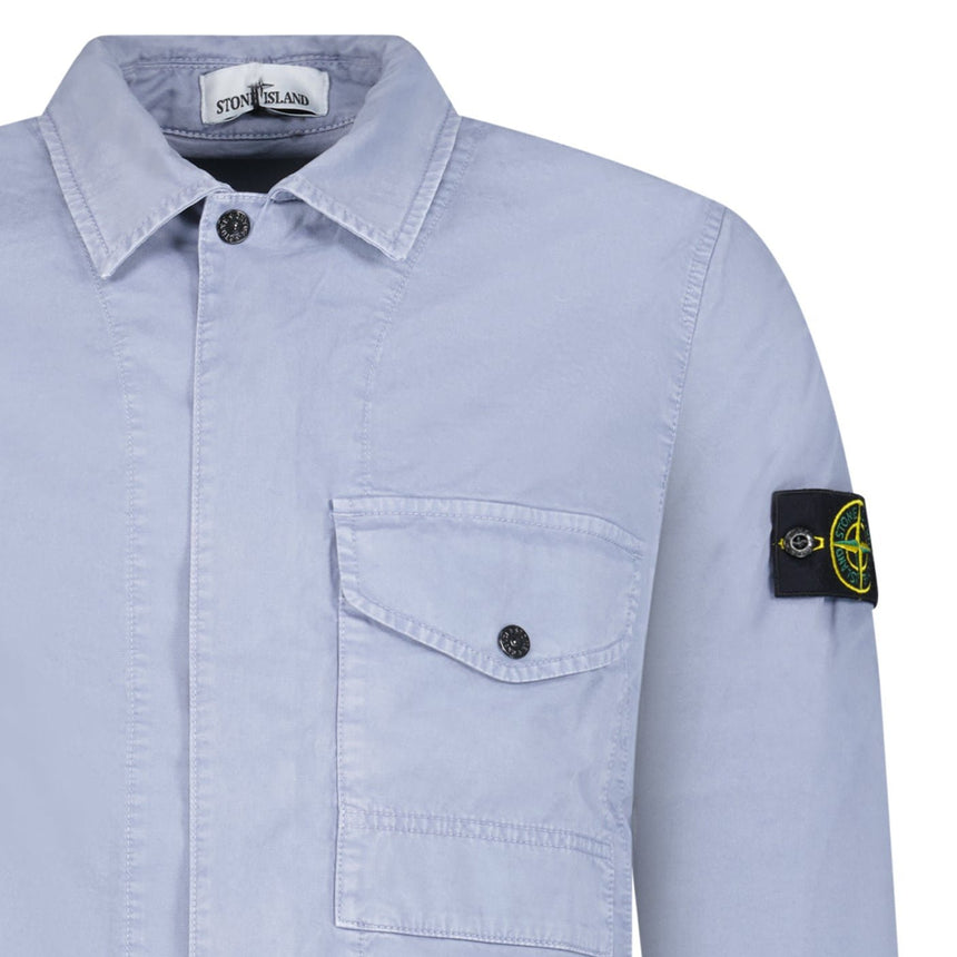Stone Island Dense Cotton Twill-TC Overshirt in Air Force Blue - Boinclo - Outlet Sale Under Retail