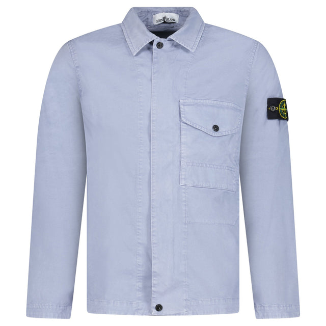 Stone Island Dense Cotton Twill-TC Overshirt in Air Force Blue - Boinclo - Outlet Sale Under Retail