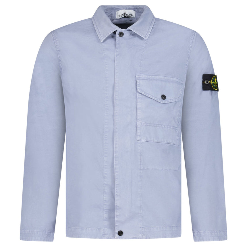 Stone Island Dense Cotton Twill-TC Overshirt in Air Force Blue - Boinclo - Outlet Sale Under Retail