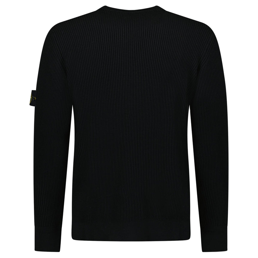 Stone Island Full Rib RWS Wool Crewneck Sweater with Band Motif in Black - Boinclo - Outlet Sale Under Retail