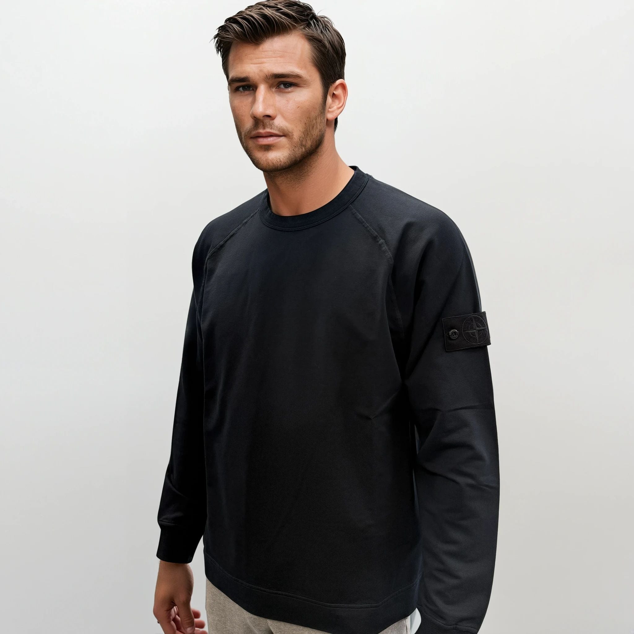 Stone Island Ghost Badge Crewneck Sweatshirt Navy - Outlet