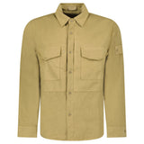 Stone Island Ghost Cotton Linen Canvas Overshirt in Dark Beige - Boinclo - Outlet Sale Under Retail