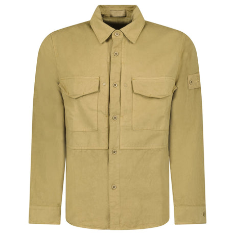 Stone Island Ghost Cotton Linen Canvas Overshirt in Dark Beige - Boinclo - Outlet Sale Under Retail