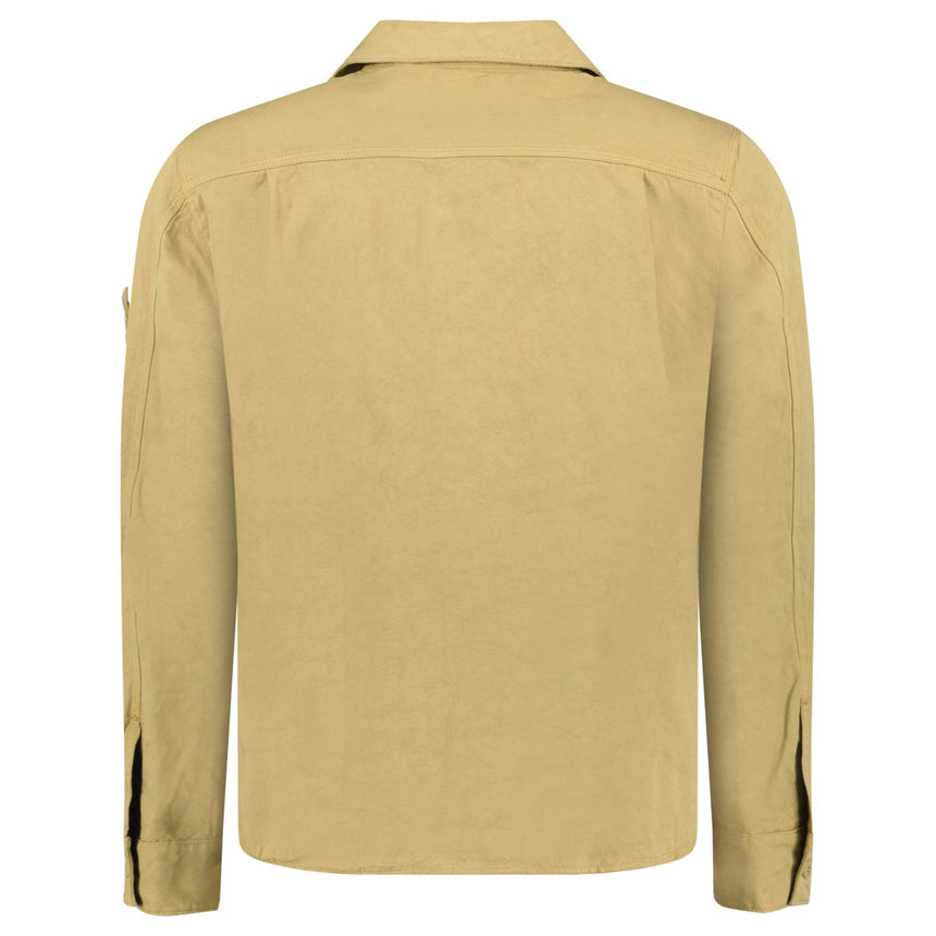Stone Island Ghost Cotton Linen Canvas Overshirt in Dark Beige - Boinclo - Outlet Sale Under Retail