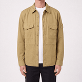 Stone Island Ghost Cotton Linen Canvas Overshirt in Dark Beige - Boinclo - Outlet Sale Under Retail