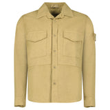 Stone Island Ghost Cotton Linen Canvas Overshirt in Dark Beige - Boinclo - Outlet Sale Under Retail