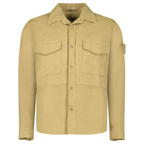 Stone Island Ghost Cotton Linen Canvas Overshirt in Dark Beige - Boinclo - Outlet Sale Under Retail
