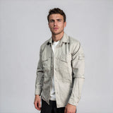 Stone Island Ghost Cotton Linen Canvas Overshirt in Dust Grey - Boinclo - Outlet Sale Under Retail