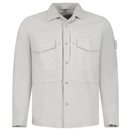 Stone Island Ghost Cotton Linen Canvas Overshirt in Dust Grey - Boinclo - Outlet Sale Under Retail