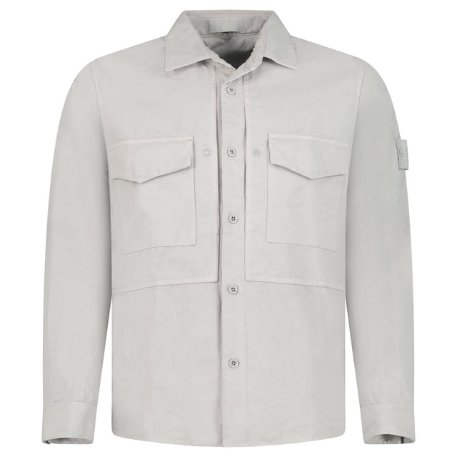 Stone Island Ghost Cotton Linen Canvas Overshirt in Dust Grey - Boinclo - Outlet Sale Under Retail