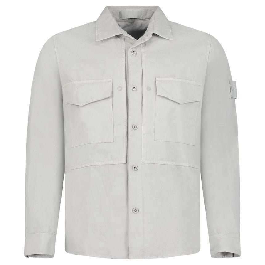 Stone Island Ghost Cotton Linen Canvas Overshirt in Dust Grey - Boinclo - Outlet Sale Under Retail