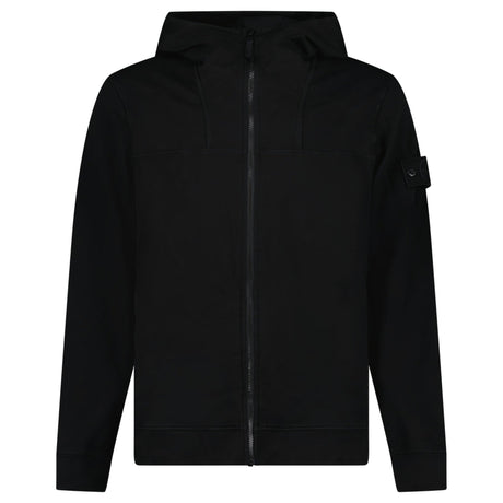 Stone Island Ghost Cotton Stretch Fleece Zip-Up Hooded Sweatshirt in Black - Boinclo - Outlet Sale Under Retail