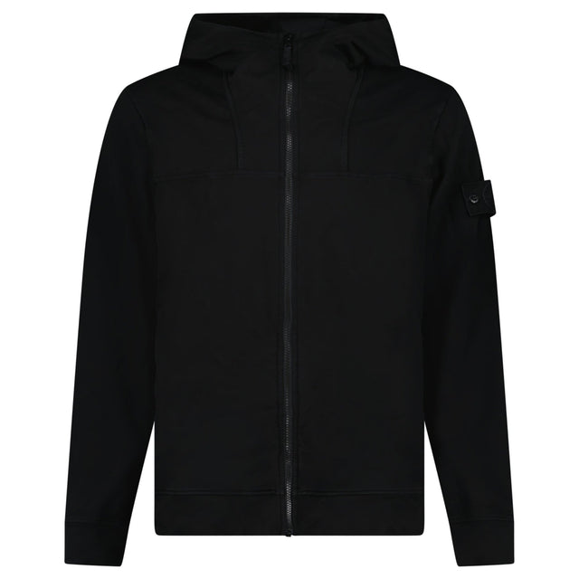 Stone Island Ghost Cotton Stretch Fleece Zip-Up Hooded Sweatshirt in Black - Boinclo - Outlet Sale Under Retail