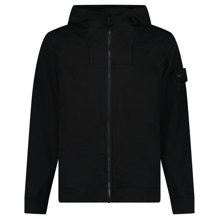 Stone Island Ghost Cotton Stretch Fleece Zip-Up Hooded Sweatshirt in Black - Boinclo - Outlet Sale Under Retail