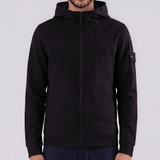 Stone Island Ghost Cotton Stretch Fleece Zip-Up Hooded Sweatshirt in Black - Boinclo - Outlet Sale Under Retail