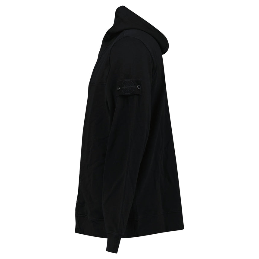 Stone Island Ghost Cotton Stretch Fleece Zip-Up Hooded Sweatshirt in Black - Boinclo - Outlet Sale Under Retail