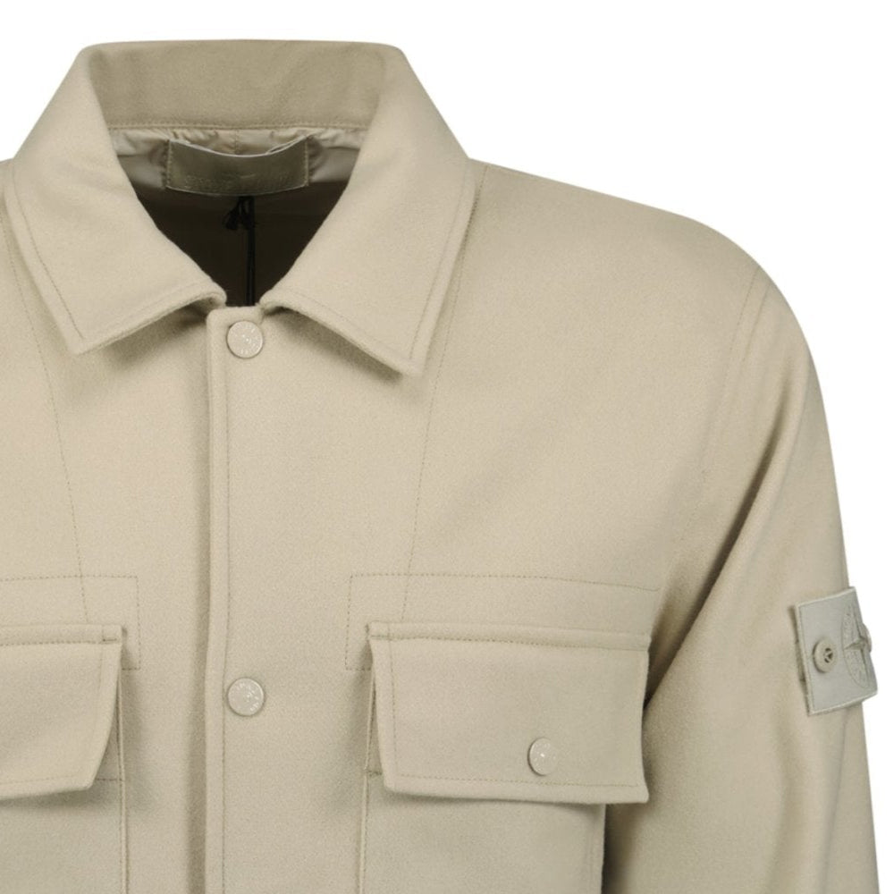 Stone Island Ghost Piece Button Up Jacket Beige - Outlet Sale