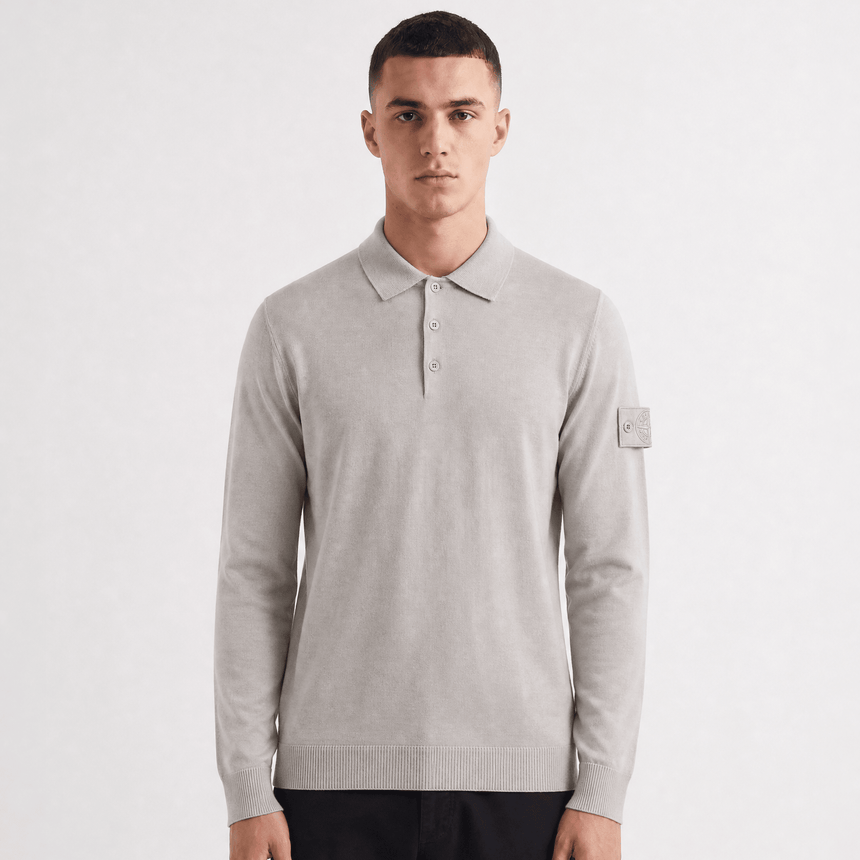 Stone Island Ghost Wool Polo - Shirt Dust Grey - Boinclo - Outlet Sale Under Retail