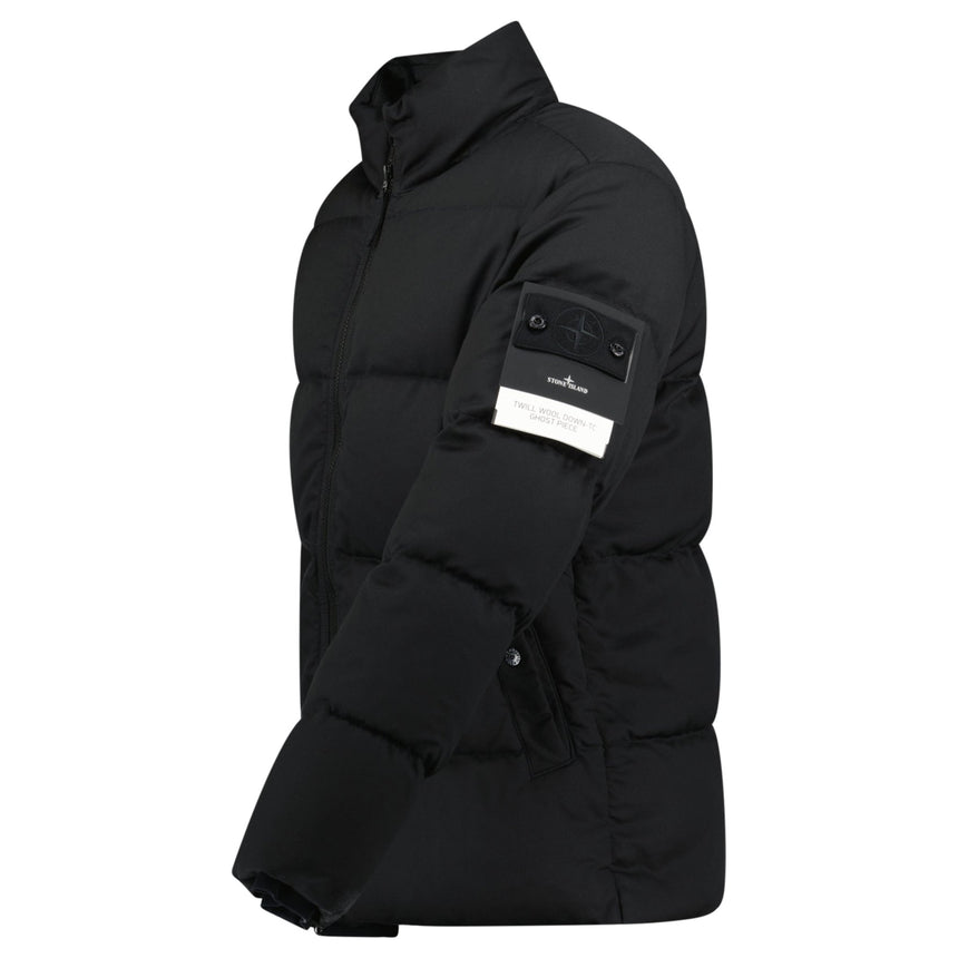 Stone Island Ghost Wool Twill Down Jacket Black Outlet Sale